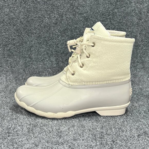 Sperry Waterproof Duck Boots Womens Size 8 Grey Outdoor Lace Up Rain Winter Snow - Picture 4 of 11